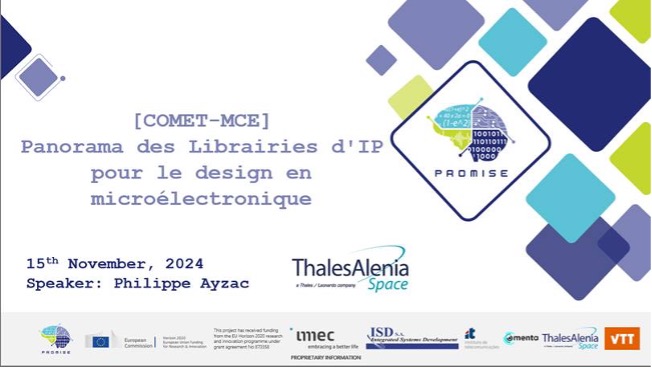 PROMISE ecosystem and IPs presented to the CNES/COMET-MCE on 15th of November 2024